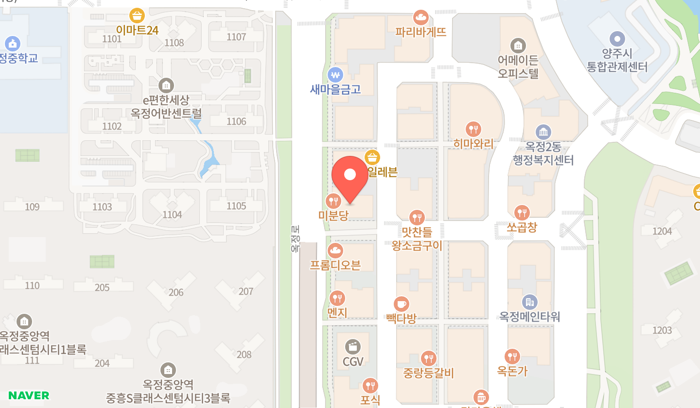 경기도 양주시 옥정로 214, 302호 위치를 표시한 네이버 지도
